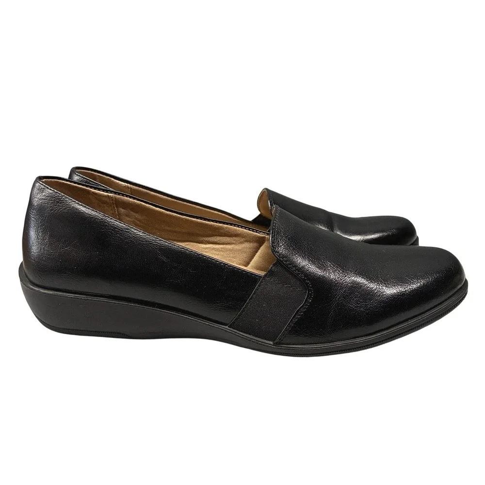 LifeStride Isabelle Wedge Loafers Slip On Shoes Womens 11M Black Comfort Office